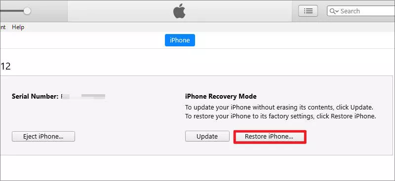 click Restore iPhone while holding Shift