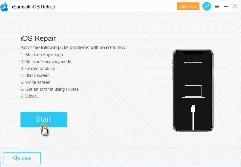 click Start and put connected iPhone into recovery mode