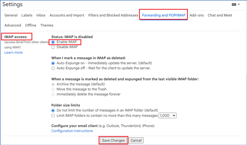 enable imap