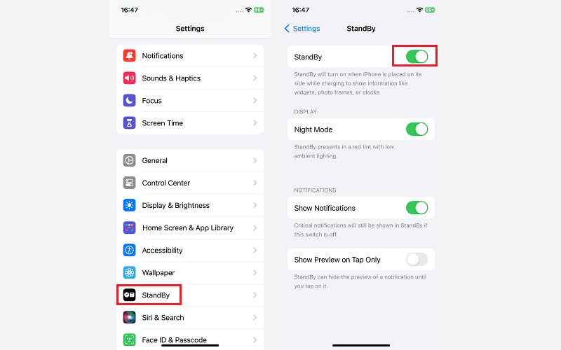 turn on standby mode