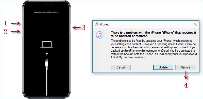 put iPhone into recovery mode to fix flashing Apple logo