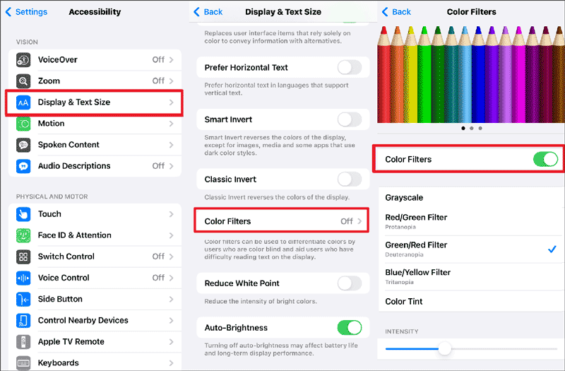 adjust color filters