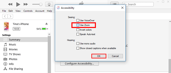 uncheck Use Zoom