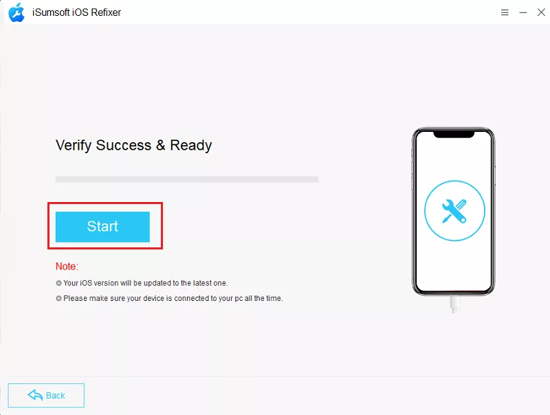click Start to install iOS 17/18 Beta
