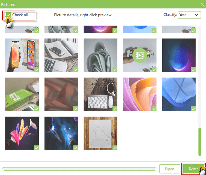 clean useless photos