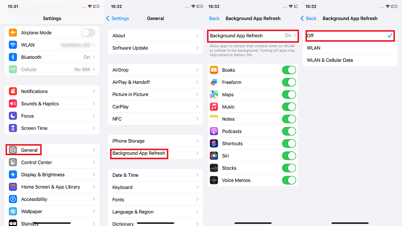 turn off background app refresh