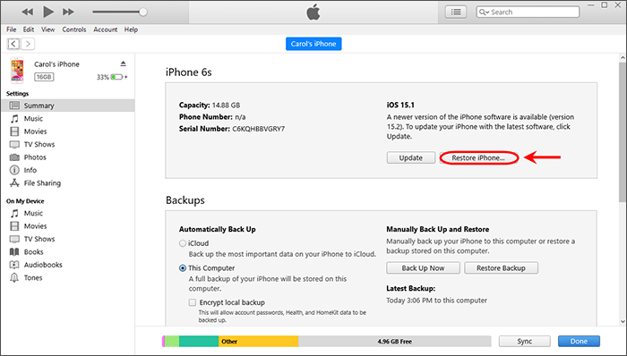 restore iPhone
