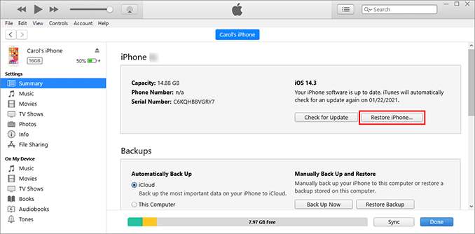 restore iPhone