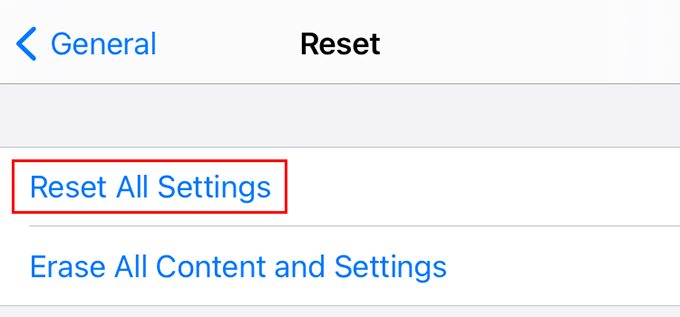 reset all settings