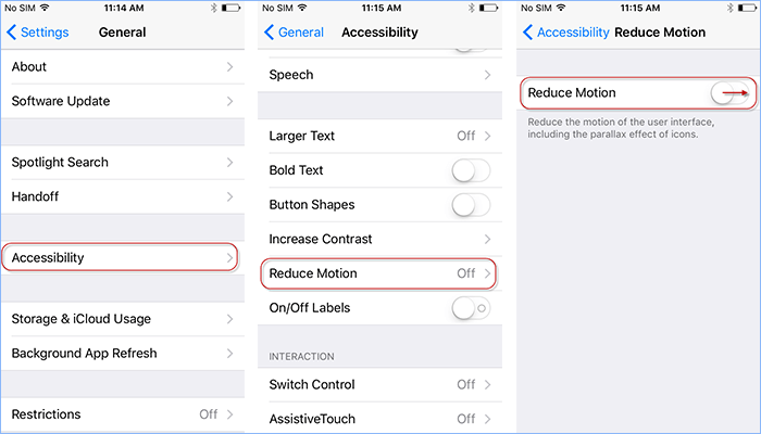 turn on Reduce Motion