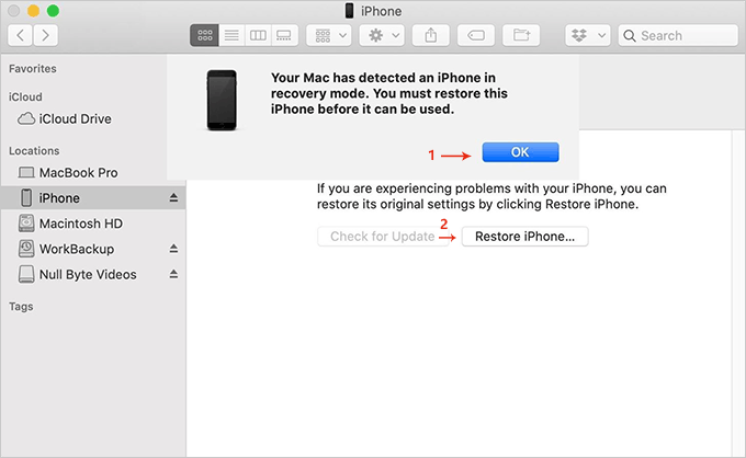 Restore iPhone in DFU mode