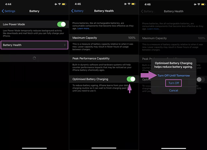 Disable Optimized Battery Charging