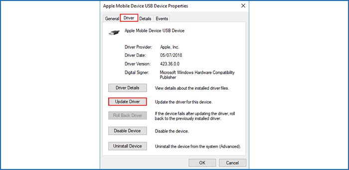 click Update Driver