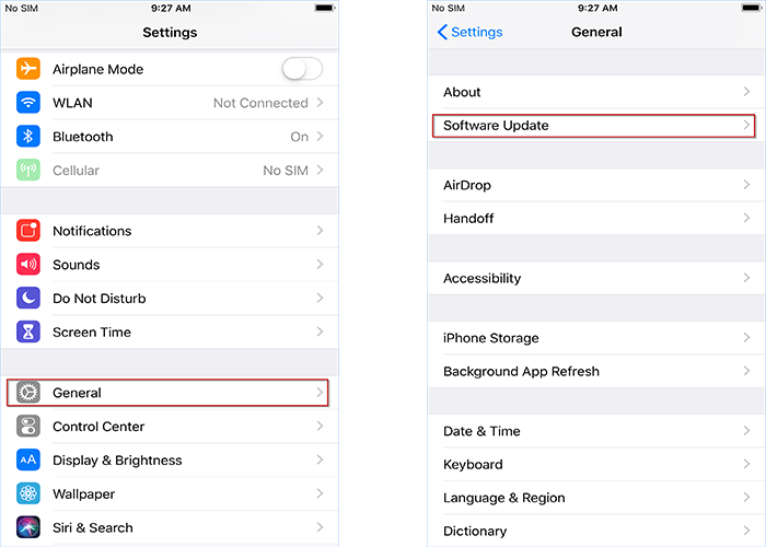 tap Software Update