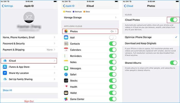turn on iCloud Photos