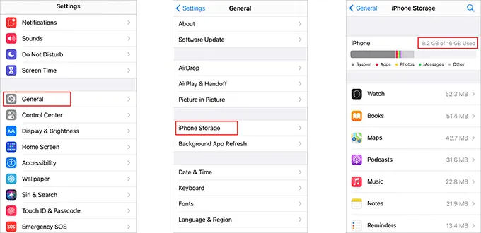 Check and free up internal storage on iPhone