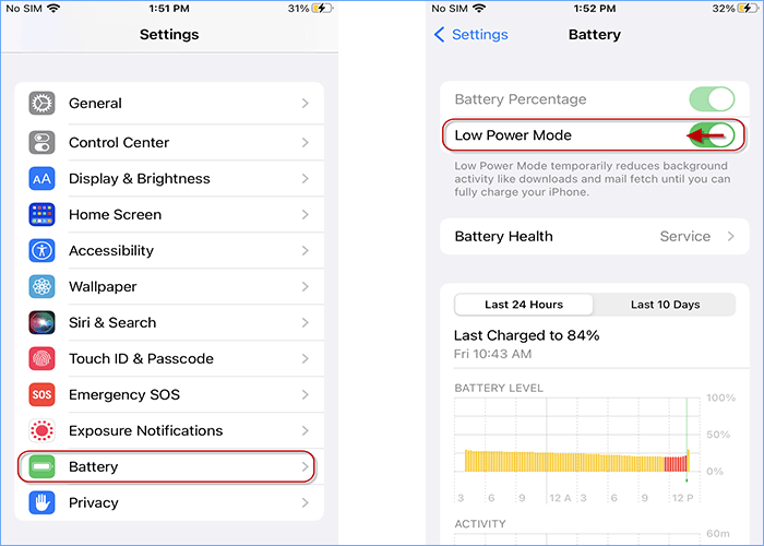 Disable Low Power Mode