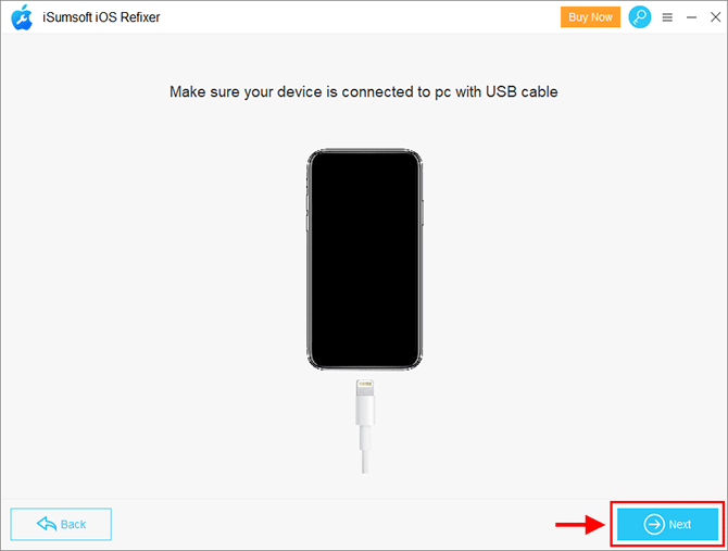 connect iPhone and click next