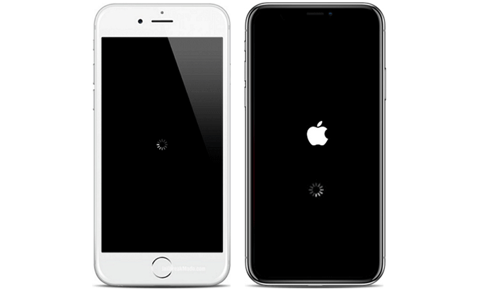 black screen with spinning wheel