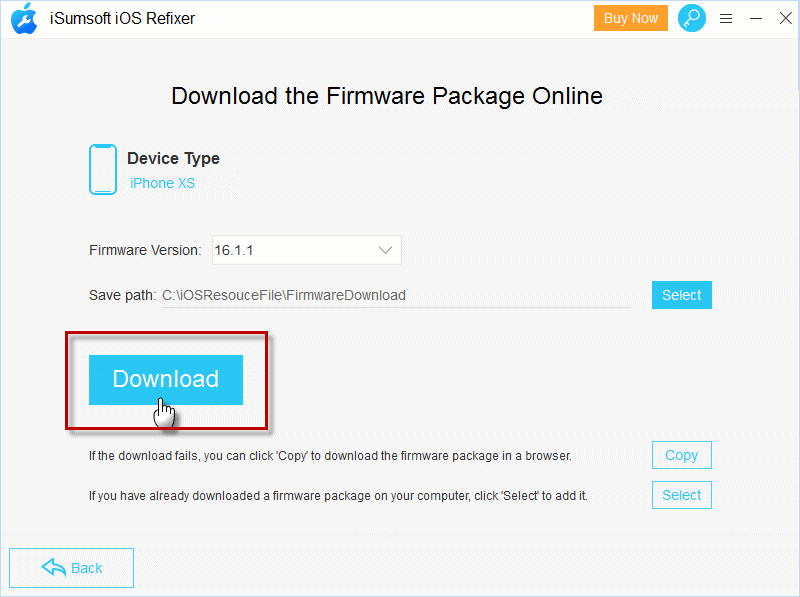 download firmware to repair iPhone stuck on SOS mode 