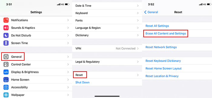 reset iPhone