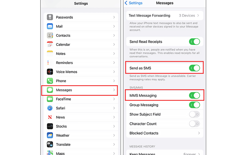 check mms settings