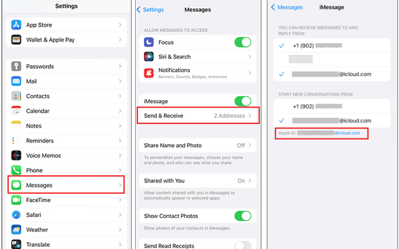 log out imessage apple id