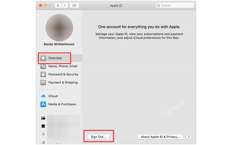 sign out apple id on mac