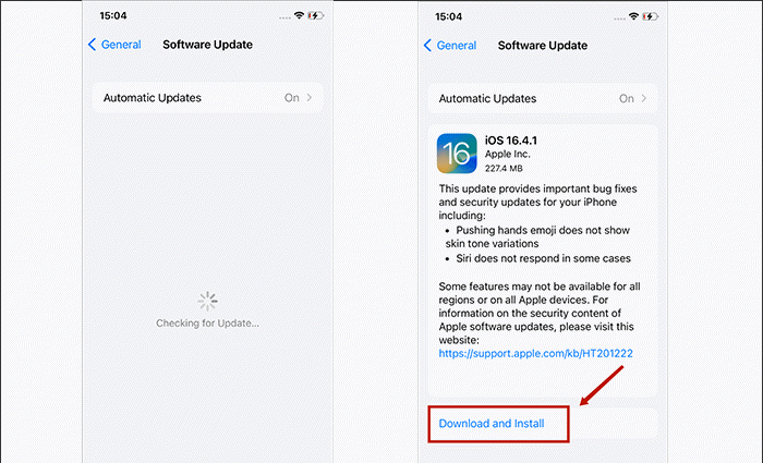 check update and download