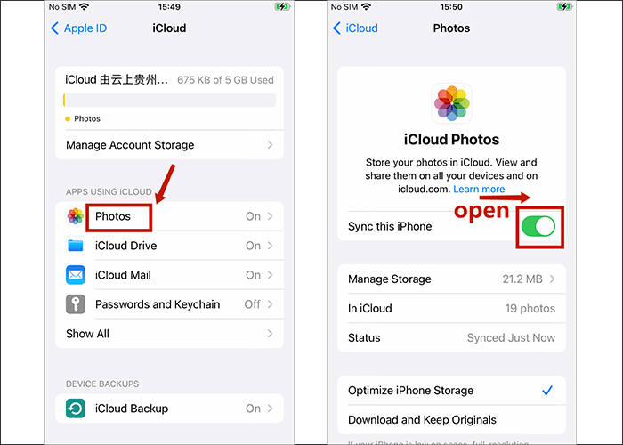 click photos and open