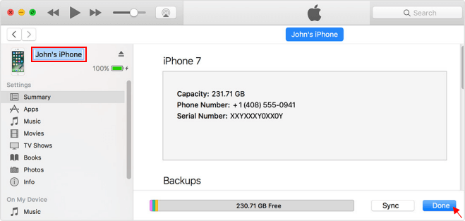 Rename iPhone iPad in iTunes