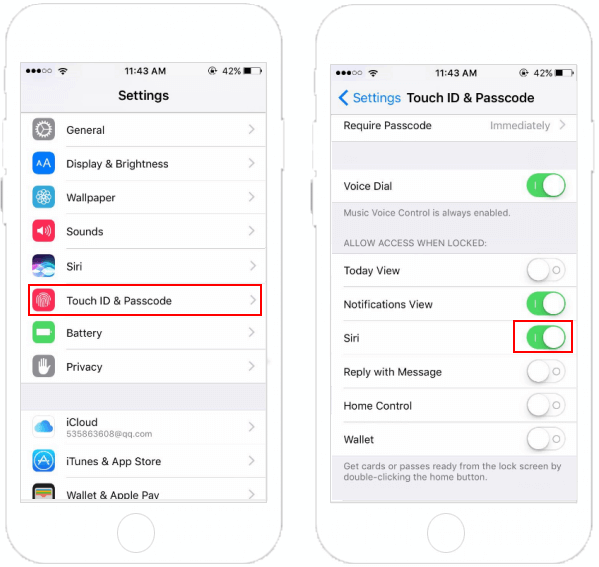 Allow or disallow Siri when screen locked