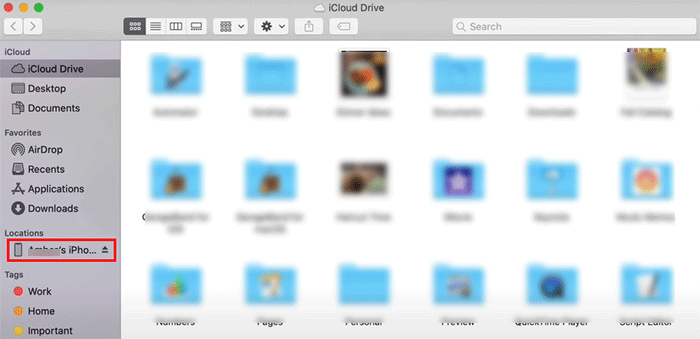 select iPhone in the sidebar