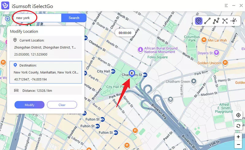 select your desired location