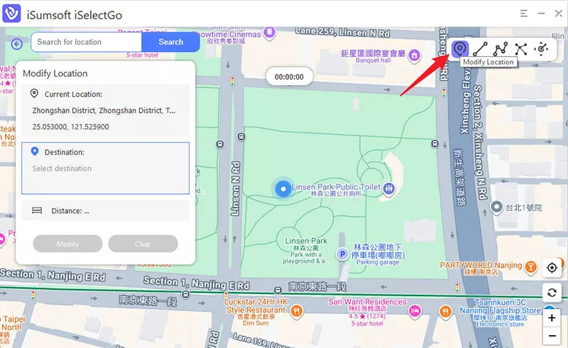 select the Modify Location option