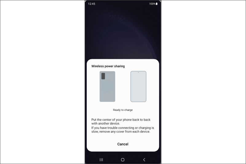 put phones back to back for wireless charging