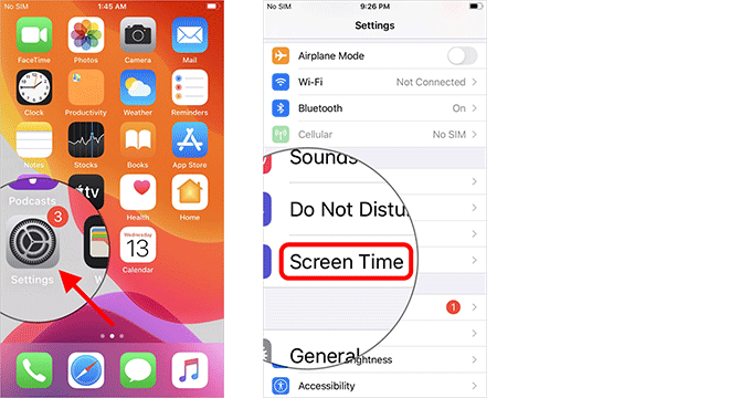 tap Screen Time