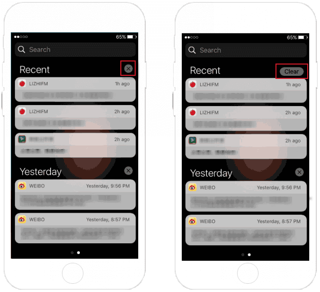 Clear recent notification