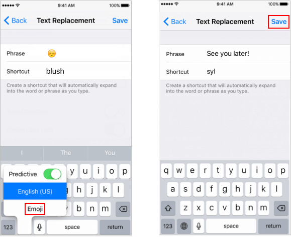 Create text shortcuts