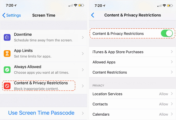 Content & Privacy Restrictions