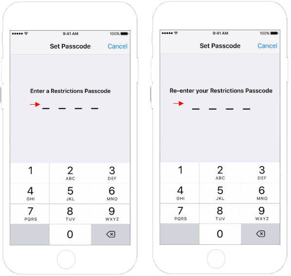 Set a four-digits passcode