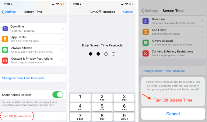 Turn off Screen Time