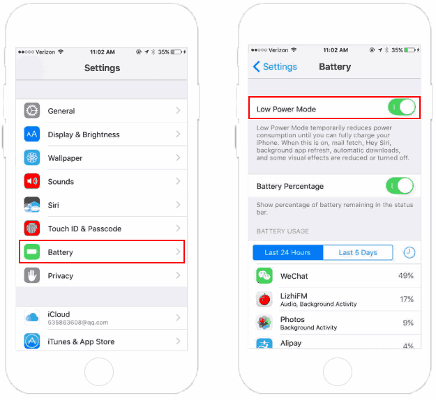 Enale Power Saving Mode