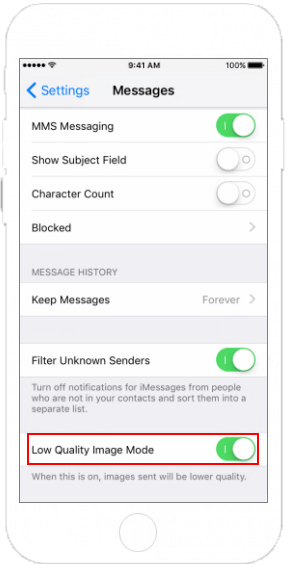 Enable Low quality mode for Message