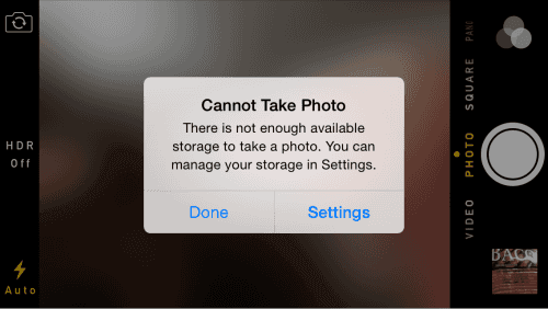 Cannot take photos