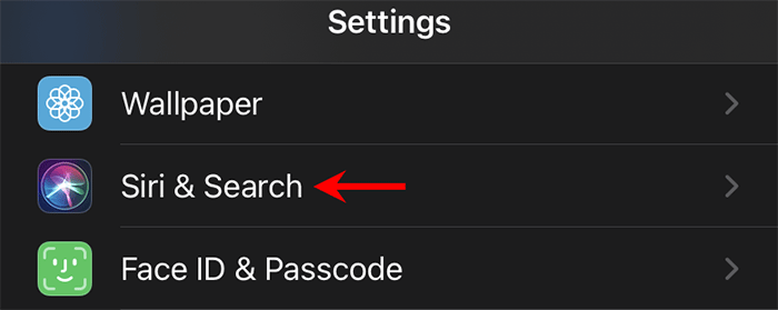 tap Siri & Search