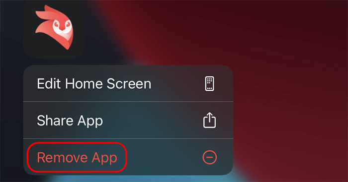 touch and hold the app and tap Remove App