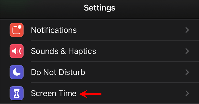 tap Screen Time
