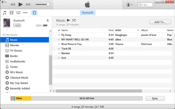 Music added to iphone/ipad