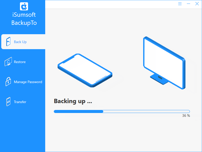 iSumsoft BackupTo is backing up iPhone to external hard drive